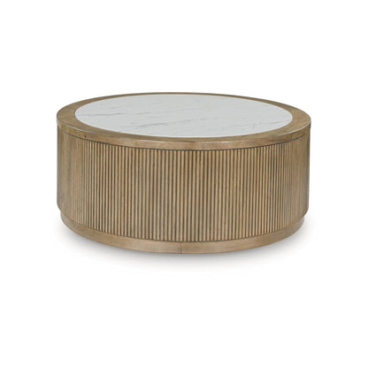 Signature Design by Ashley Camdill Contemporary Coffee Table with Wheel, Heat and Scratch Resistant, Light Brown & White