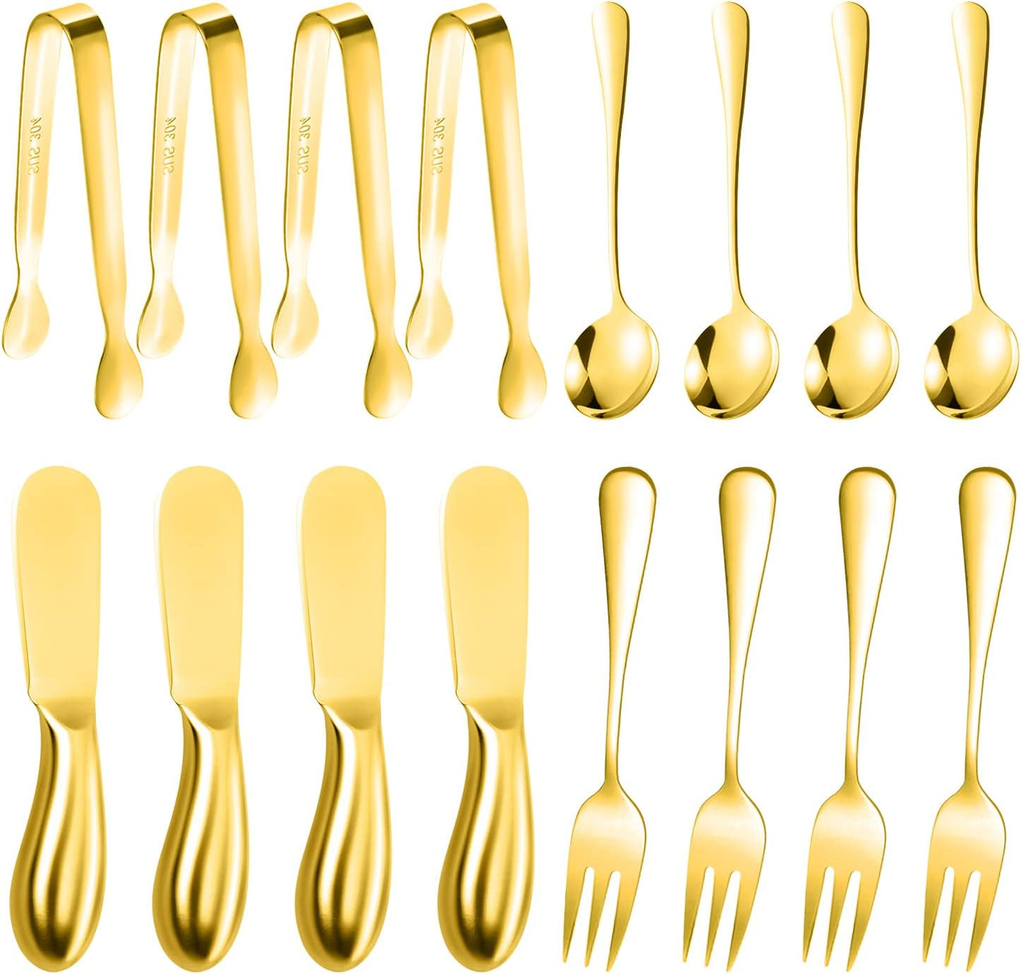 16 Pieces Cheese Butter Spreader Knives Set, Stainless Steel Charcuterie Accessories for Jam, Appetizers, Pastry, Mini