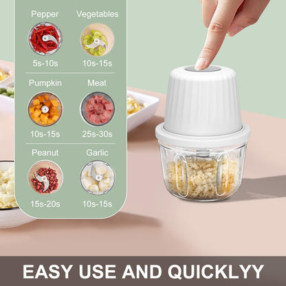 400ML Electric Garlic Chopper, 6 Blades Garlic Grinder Mini Vegetable Chopper, USB Portable Veggie Chopper, Onion Mincer, Food Processor for Ginger, Chili, Fruit, Meat