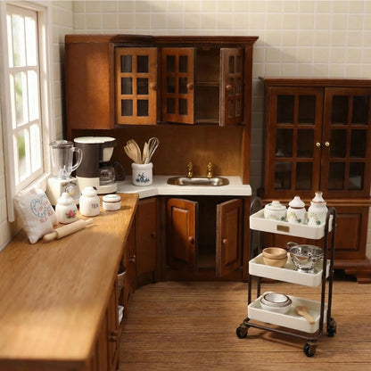 Dollhouse Kitchen Cabinets 1 12 Scale Miniature Furniture Mini House Furniture Accessories Furnishings Decoration Present for Miniature Collectors (Brown)