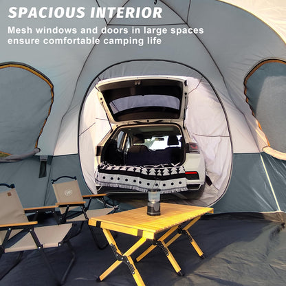 UNP SUV Dome Tent for Camping, Outdoor 6 Person Car Camping Tent, Easy Set Up SUV Tailgate Tent with Rainfly 10' x 10' Vehicle Camping Tent