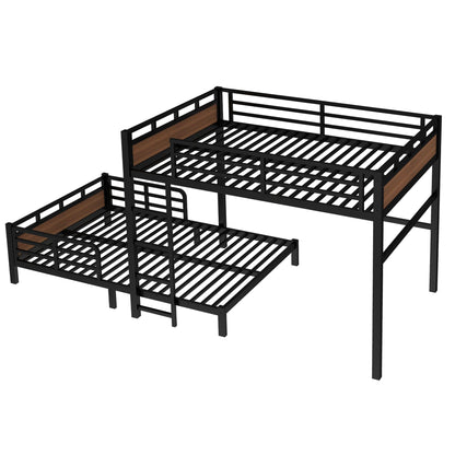 Bellemave Queen Over Queen Bunk Bed with Headboard and Full Length Guardrail, Separable Bunk Bed Queen Size, Heavy Duty Bunk Beds Can Turns Into Loft Bed and Platform Bed, Walnut