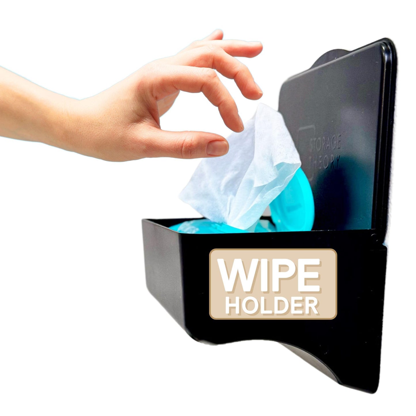 Wipe Holder for Bathroom – Adhesive Wall Mount Organizer for Wet Wipes – Bathroom Toilet Wipes Shelf & Baby Wipe Holder Dispenser, Organize Feminine Products – Black, 1 Pack