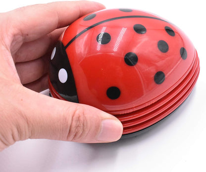 Art&Beauty Red Beetle Shaped Portable Mini Vacuum Cleaner, Cute Corner Desk Table Top Dust Sweeper