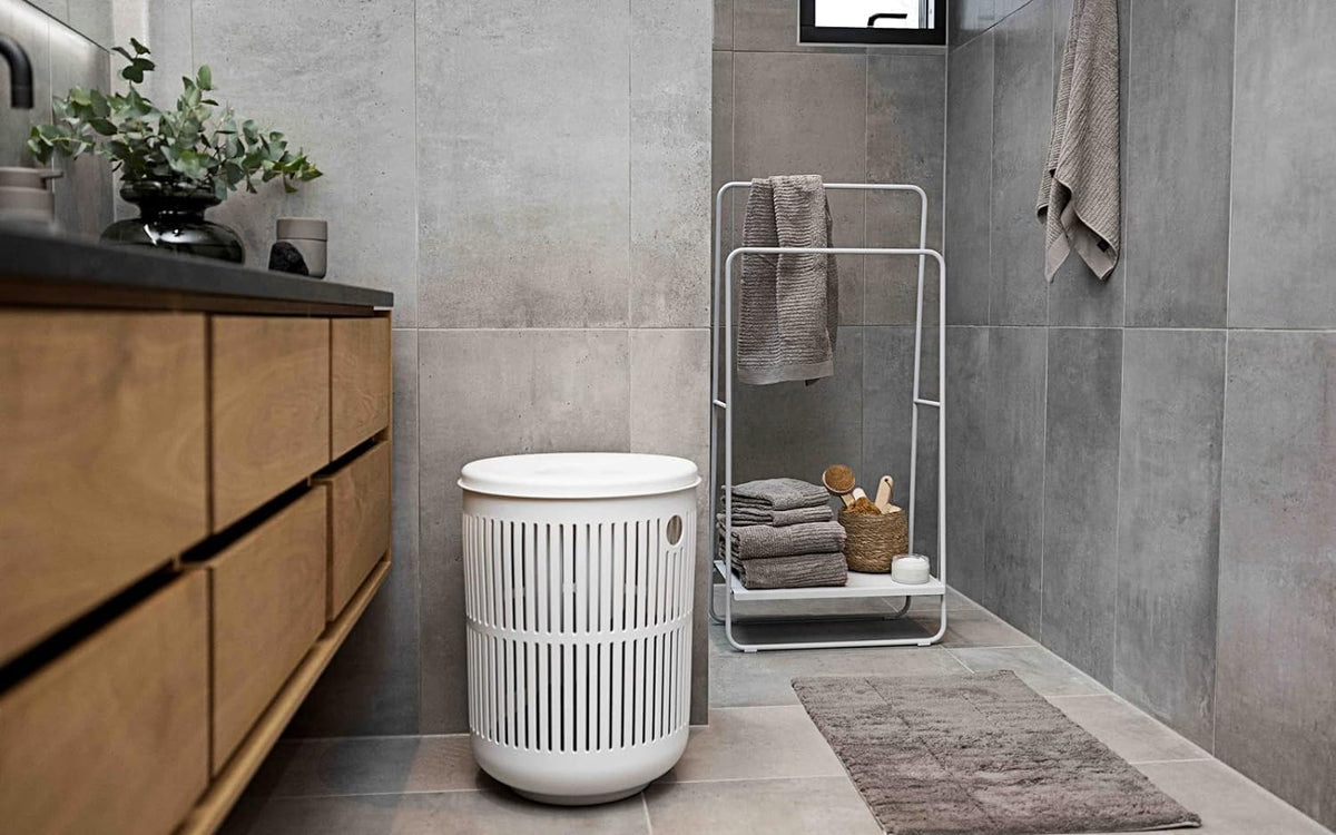 Zone Denmark Laundry Basket - Elevate Your Laundry Routine with Style and Functionality, Soft Grey 16.14x16.14x21.65 inches