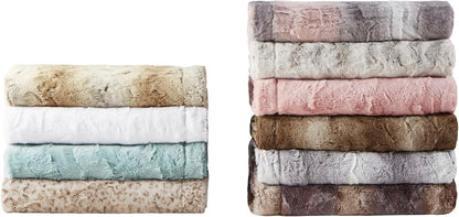 60x70 Madison Park Zuri Soft Plush Luxury Oversized Faux Fur Throw Animal Stripes Design, Faux Mink On The Reverse