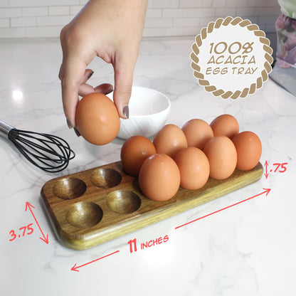 GUI'S CHICKEN COOP Egg Tray - Rustic Wooden Egg Holder For Eggs Usable in Kitchen Refrigerator, or Countertop for Display or Storage - Easy to Clean… (12 Eggs)