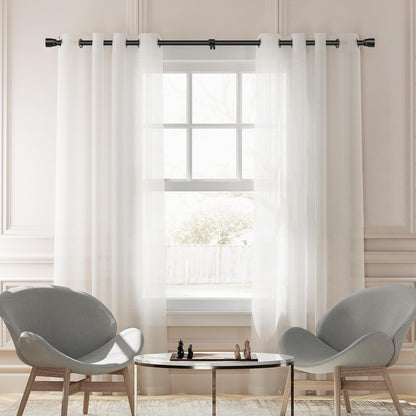 Matte Black Adjustable Curtain Rod by [Brand Name] - Heavy Duty 30 to 144 Inch Length for Windows
