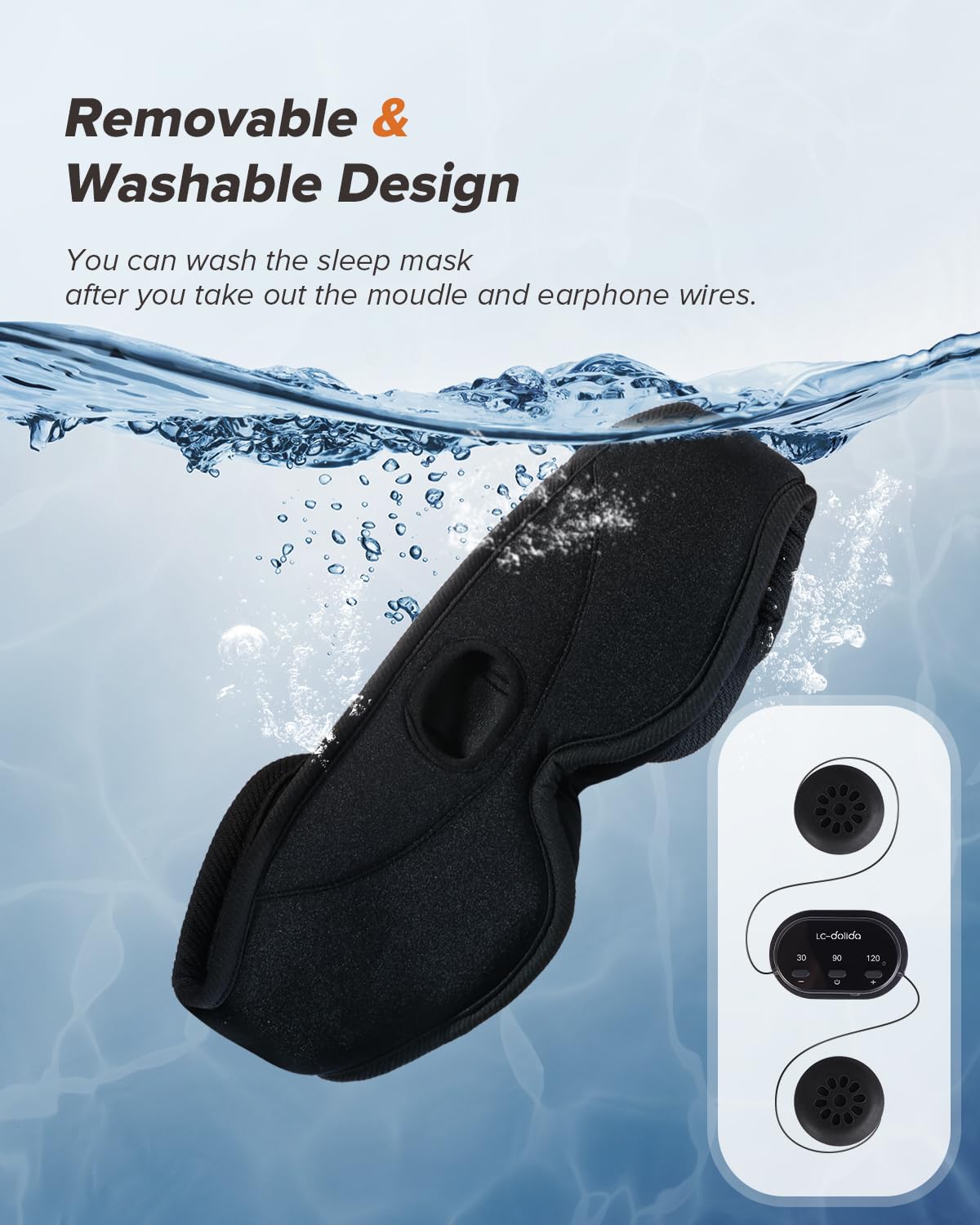 LC-dolida Sleep Headphones, White Noise Bluetooth Sleep Mask 3D Wireless Timing Eye Mask for Sleeping, Sleep Mask with Bluetooth Headphones for Side Sleepers Travel Yoga, Cool Gadgets for Men Women
