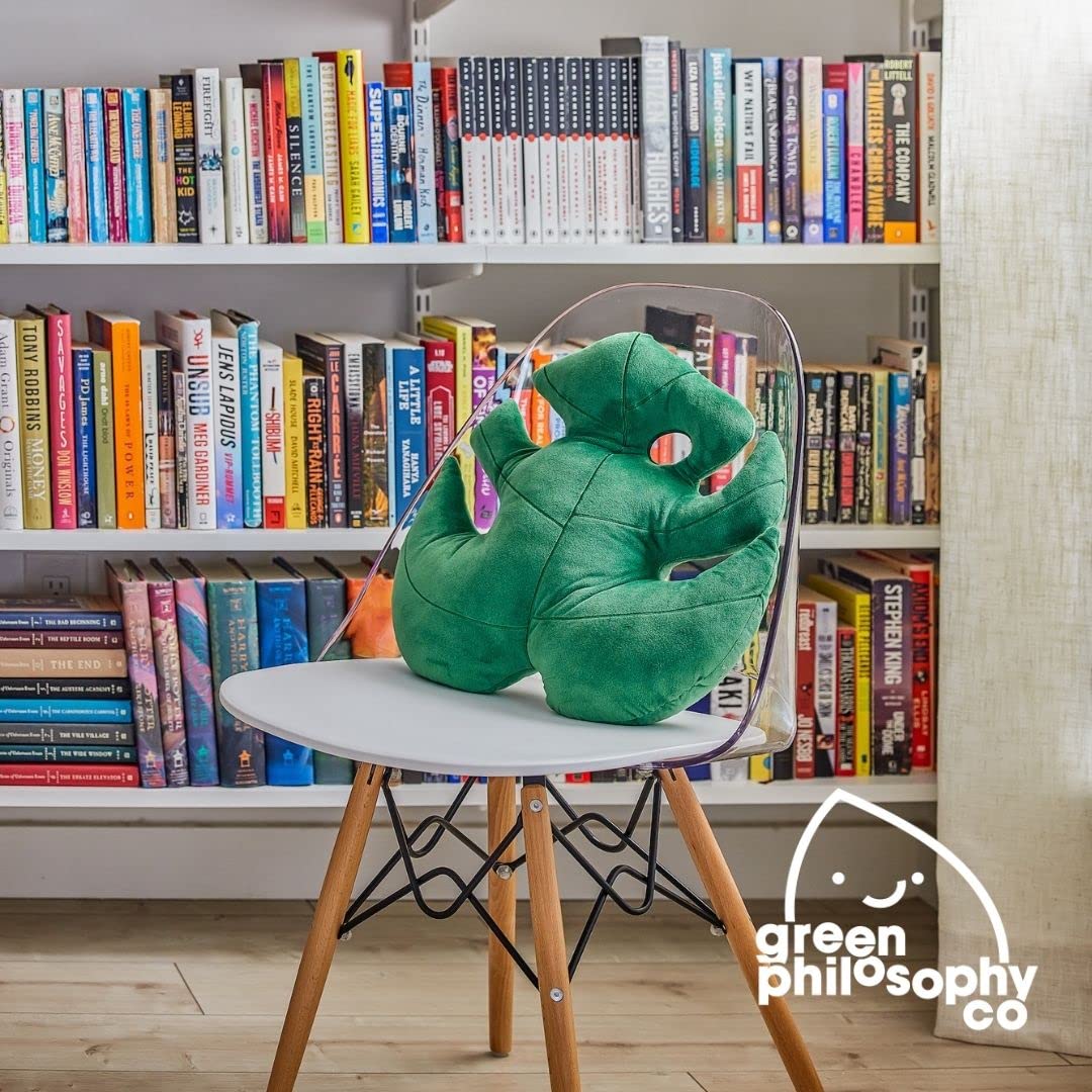 Green Philosophy Co. Monstera Leaf Pillow - Mossy Earth - Large Soft Plant-Shaped Plush Cushion for Couch, Bed, or Reading Nook - Cute & Unique Nature-Inspired Decor Super Soft & Cuddly Throw Pillow