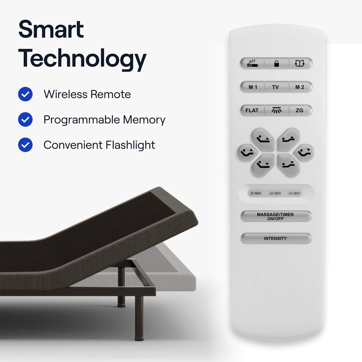 Nectar Premier Adjustable Base - Queen - Head & Foot Incline - Wireless Remote with Memory- 3 Massage Settings - 4 USB Ports - Anti-Snore & Zero Gravity
