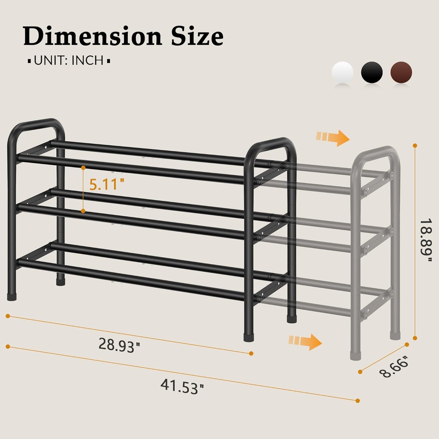 3 Closet, 28 42, Closet, 18 Gewudraw Tier Shoe Organizer, Shoe Rack for Metal Shelf Can Expandable to for Bedroom