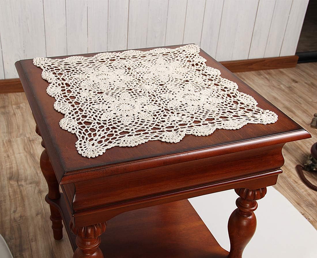 15inch Hsvanyr Handmade Crochet Lace Tablecloth Doilies Placemat Dining Room Mats Nightstand Cover