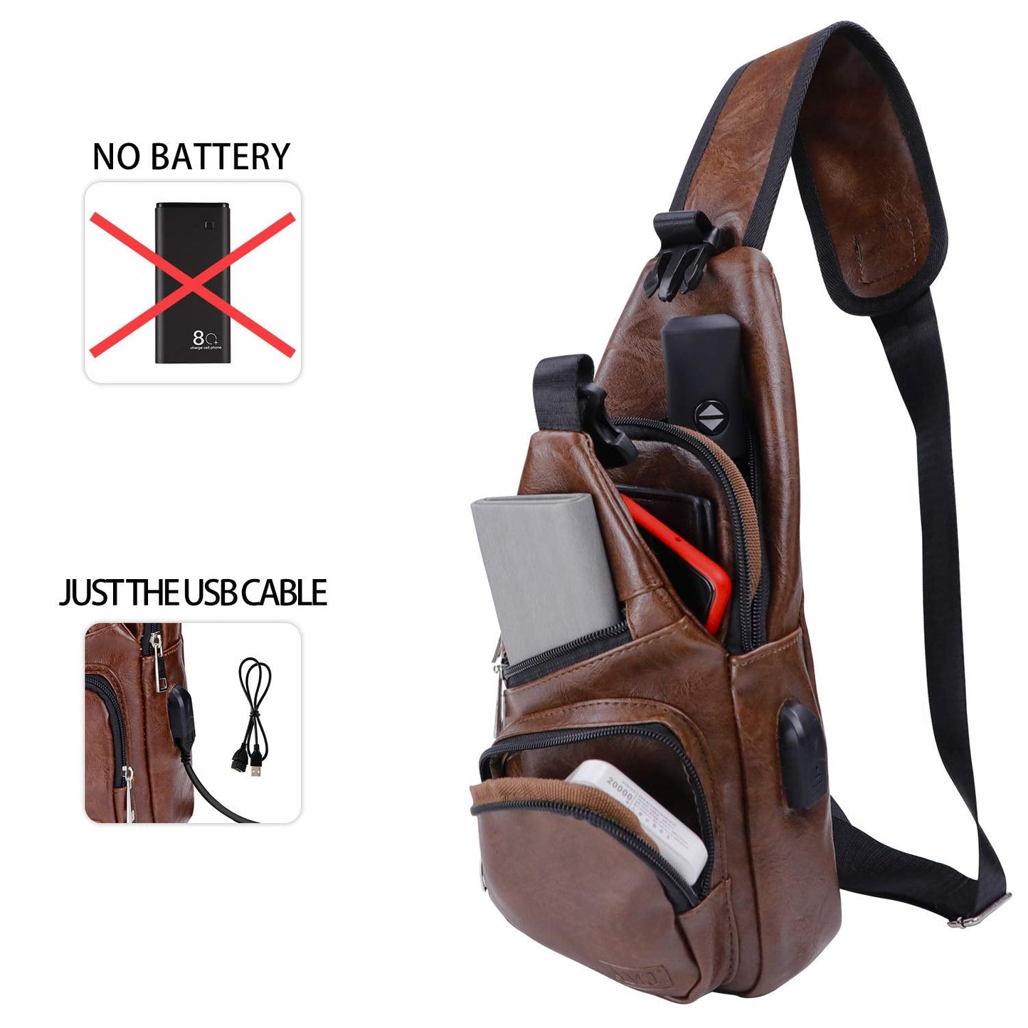 AMJ Crossbody Sling Bag Men Women, Casual Shoulder Backpack, Chest Daypack Satchel for Hiking Travel
