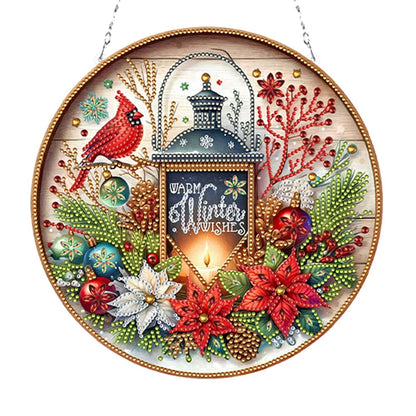 POETRYDRAW DIY Hanging Diamond Art Pendant Kit Christmas Cardinal Lamp, Special Crystal Diamonds Painting Ornament for Adults, 5D Diamond Art Suncatchers Double Sided Board Gem Painting Box Kit
