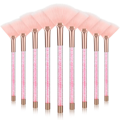 9 Pieces Facial Fan Mask Brushes, Soft Facial Applicator Brushes Tools for Peel Glycolic Makeup for Mud Cream(Champagne)