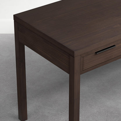 SIMPLIHOME Hollander Desk - 60 Inch Wide Solid Wood Writing Desk in Dark Brown Walnut, Contemporary Home Office Computer Table for Workspace or Study with 2 Drawers and Flip-Down Keyboard Tray