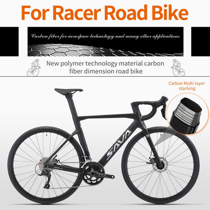 SAVADECK Carbon Disc Road Bike, Integrated Design Racing Bicycle Carbon Frame Carbon Fork with Shimano SORA R3000 Derailleur System 18 Speed Disc Brake Road Bike for Men or Women(White,54cm)