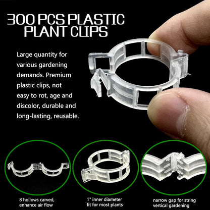 Piteno® Tomato Clips - 300 Pcs Plastic Trellis Clips for Garden Support | Ideal for Healthy Plant Growth