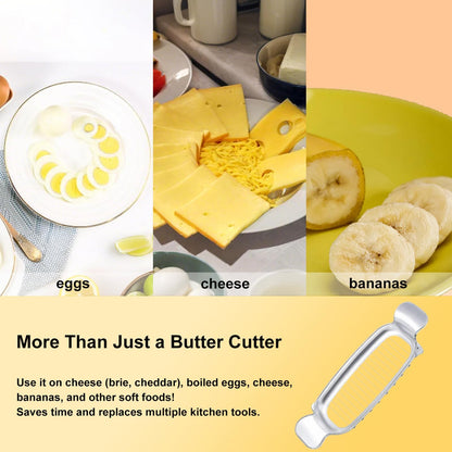 Butter Slicer Cutter & Cheese Cutter–Multi-Use Kitchen Tool for Evenly Slicing Butter Blocks, Cheeses, Eggs & Soft Fruits–Non-Stick，Compact & Portable for Home, BBQ, Camping（2 PACK)