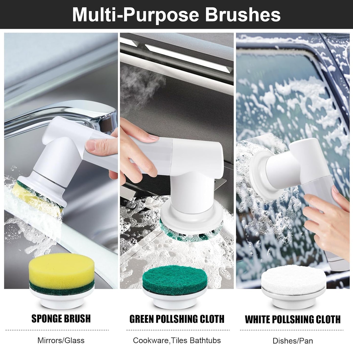 Electric Spin Scrubber, DEPURE Cordless Cleaning Brush with 2 Speeds and 6 Replaceable Brush Heads