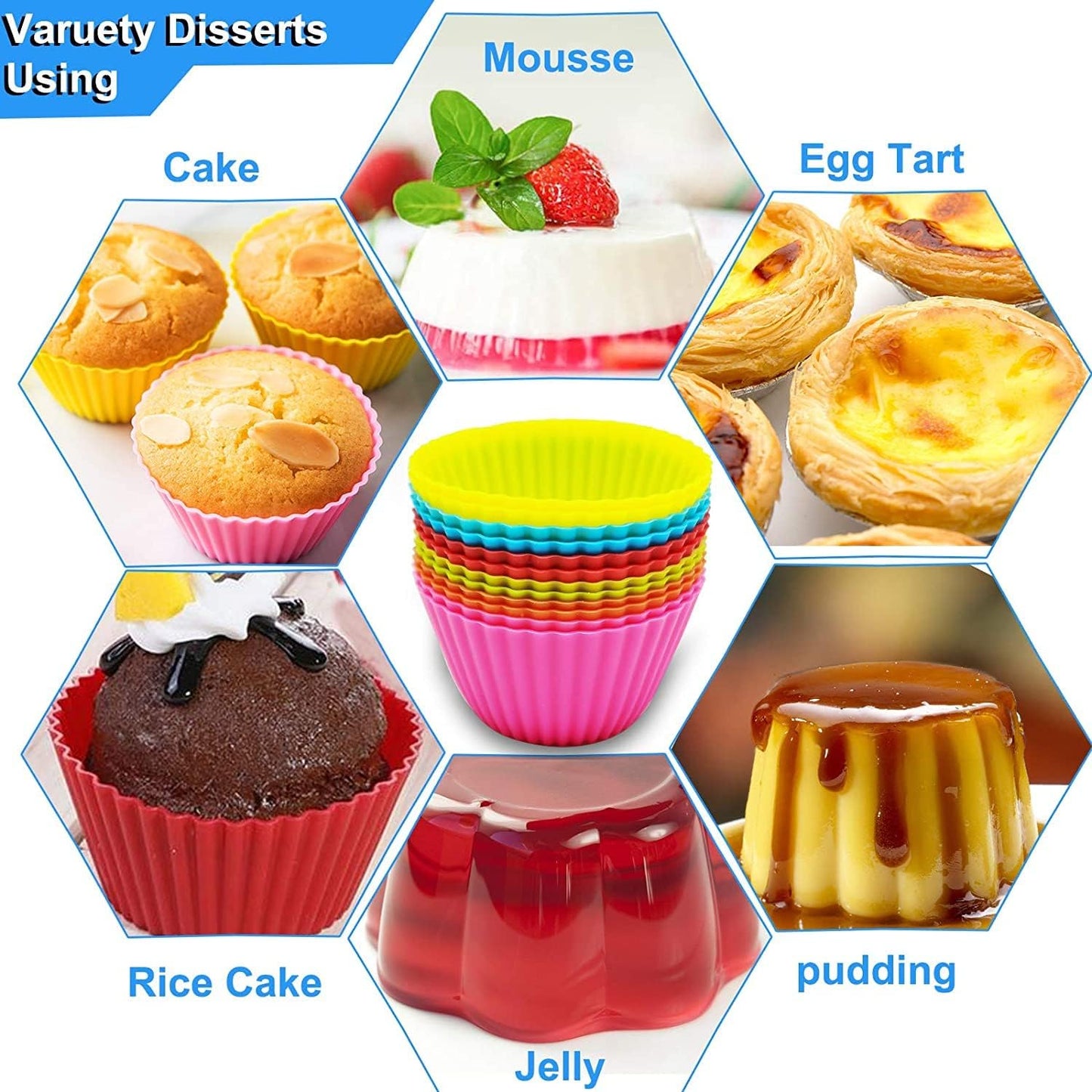 Utoolmart 5 Pcs Orange Reusable Silicone Baking Cups, Non-Stick Cake Molds for Party Supplies