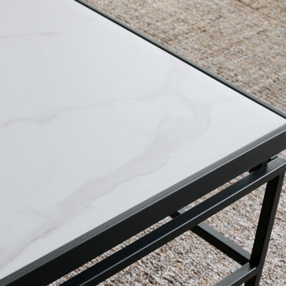 SAFAVIEH Home Collection - Acelin White Faux Marble Top & Black Metal Base Rectangular Coffee Table (COF7017A)