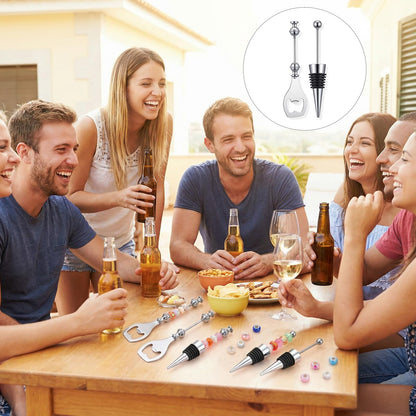 AOZUO 20 Pcs Beadable Wine Stoppers Beadable Beer Opener Set, Bottle Opener Decorative Beaded Wine Bottle Stopper Reusable Alloy Saver for DIY Crafts Bar Party Favor Gifts