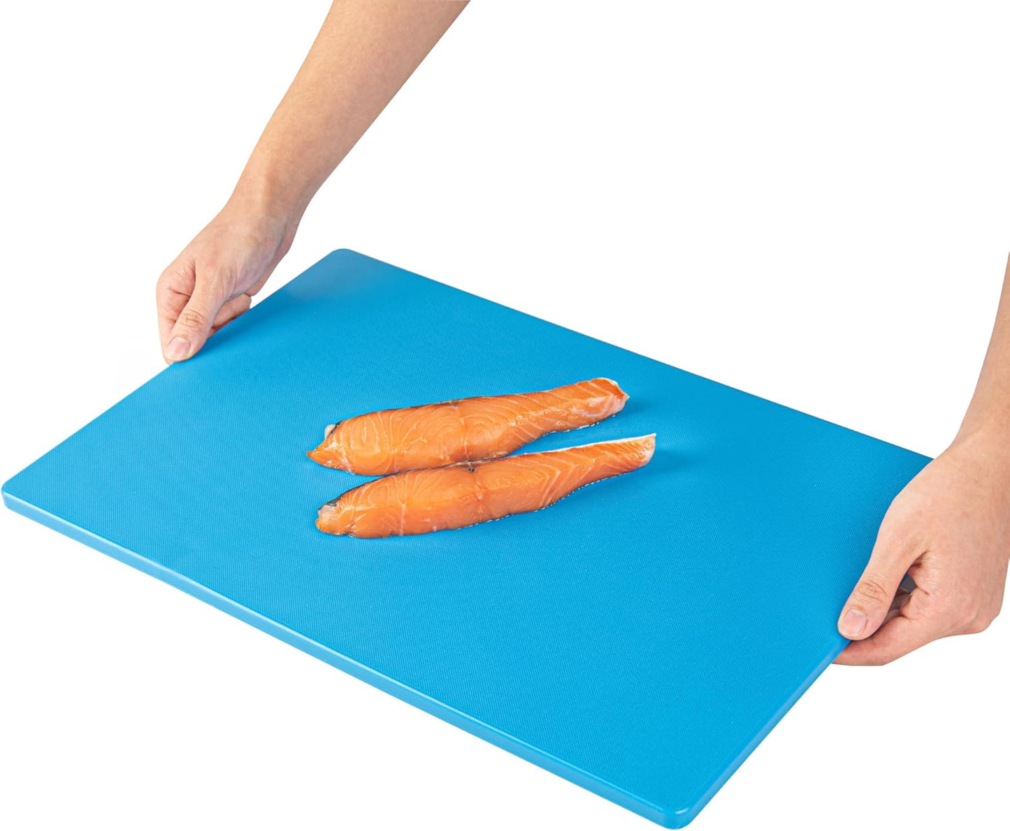Restaurantware RW Base Cutting Board, 18 x 12 Inch, Color Coded Chopping Board, Blue Plastic, No Scratch, Dishwashable
