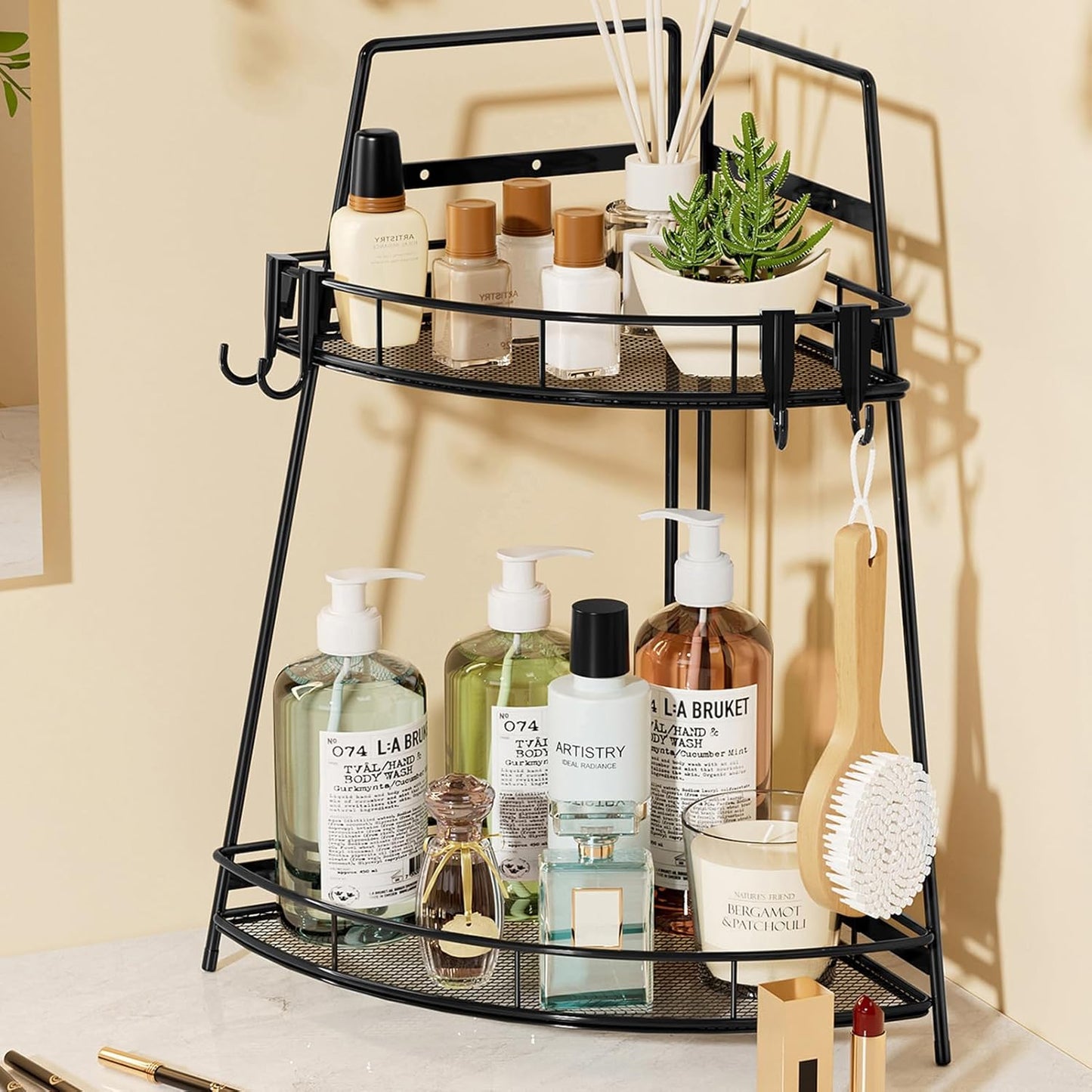 2 Counter Countertop VITVITI Tier Corner Bathroom Organizer, Metal Bathroom Organizer Shelf Storage, Bath Room Sink