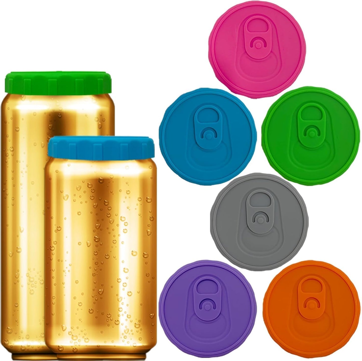 6 Pack Silicone Soda Can Lids Reusable Silicone Can Covers, Can Stopper or Protector For Soda, Beer, Drink, Juice