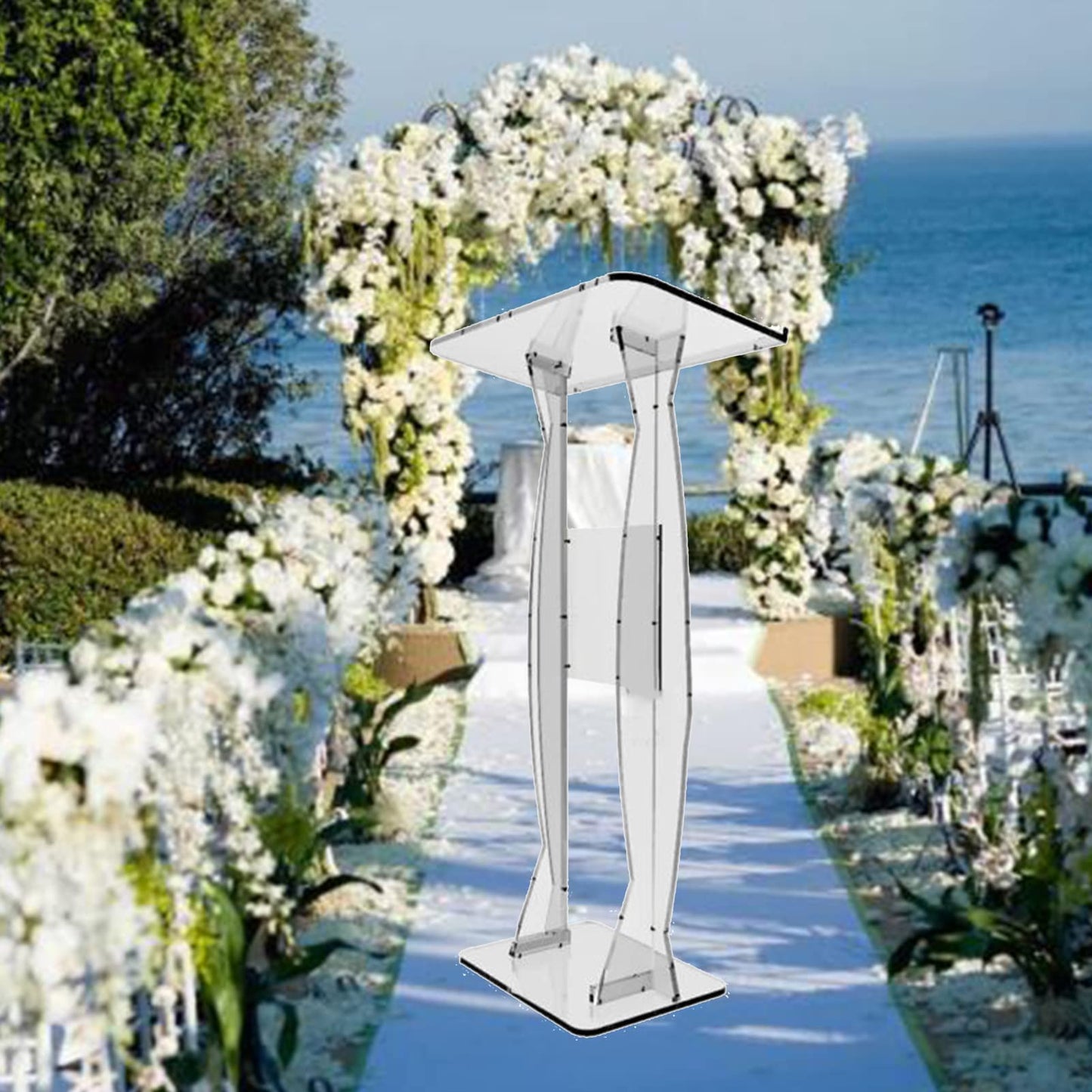 LaseVe Podium Podium Acrylic Lectern Pulpit Church Podium Banquet Stage Host Hotel Welcome Desk Auditorium Reception Desk Company Conference Table