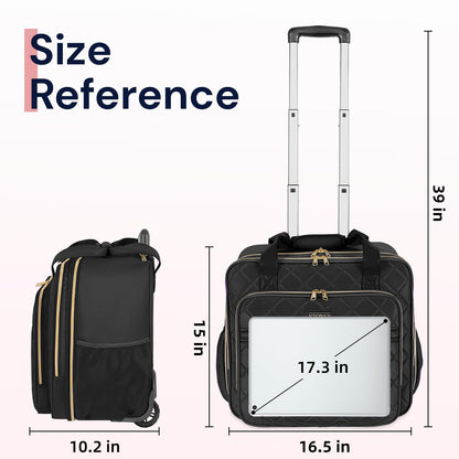 Ytonet Rolling Briefcase for Women, Extra Large Rolling Laptop Bag Fits 18 Inch Laptop, Computer Bag with wheels for Work Travel College Business Overnight Wife Mom Teacher, Black Brown