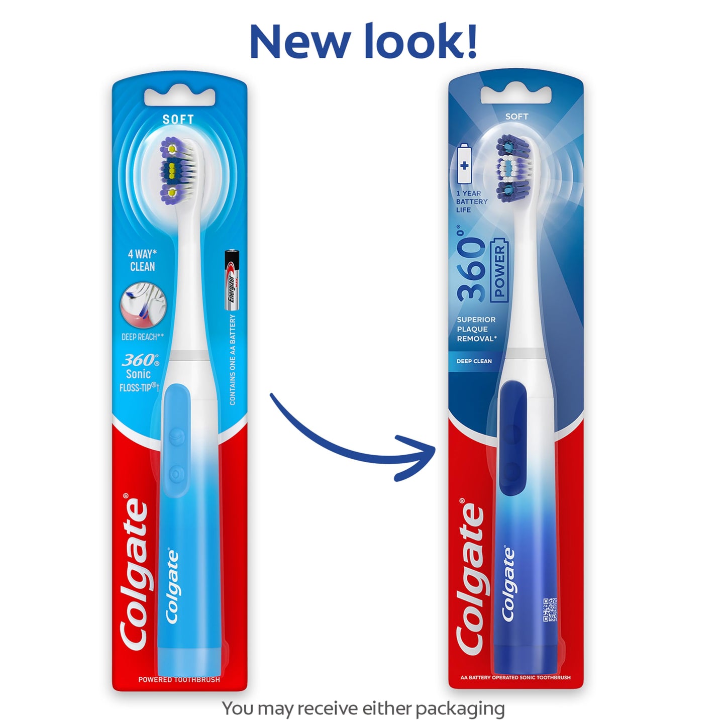 Colgate 360 Floss Tip Sonic Powered Battery Toothbrush Refill Pack - 2ct