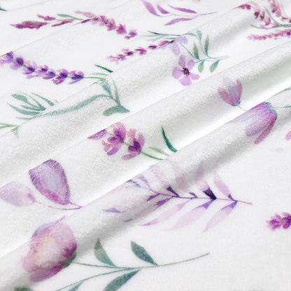 Bestraily Purple Lavender Floral Throw Blanket Flower Botanical Throw Blankets Ultra Soft Cozy Flannel Throw Blanket Lightweight Fleece Fuzzy Plush Throw Blankets for Bed Chair Couch 60" X 80"