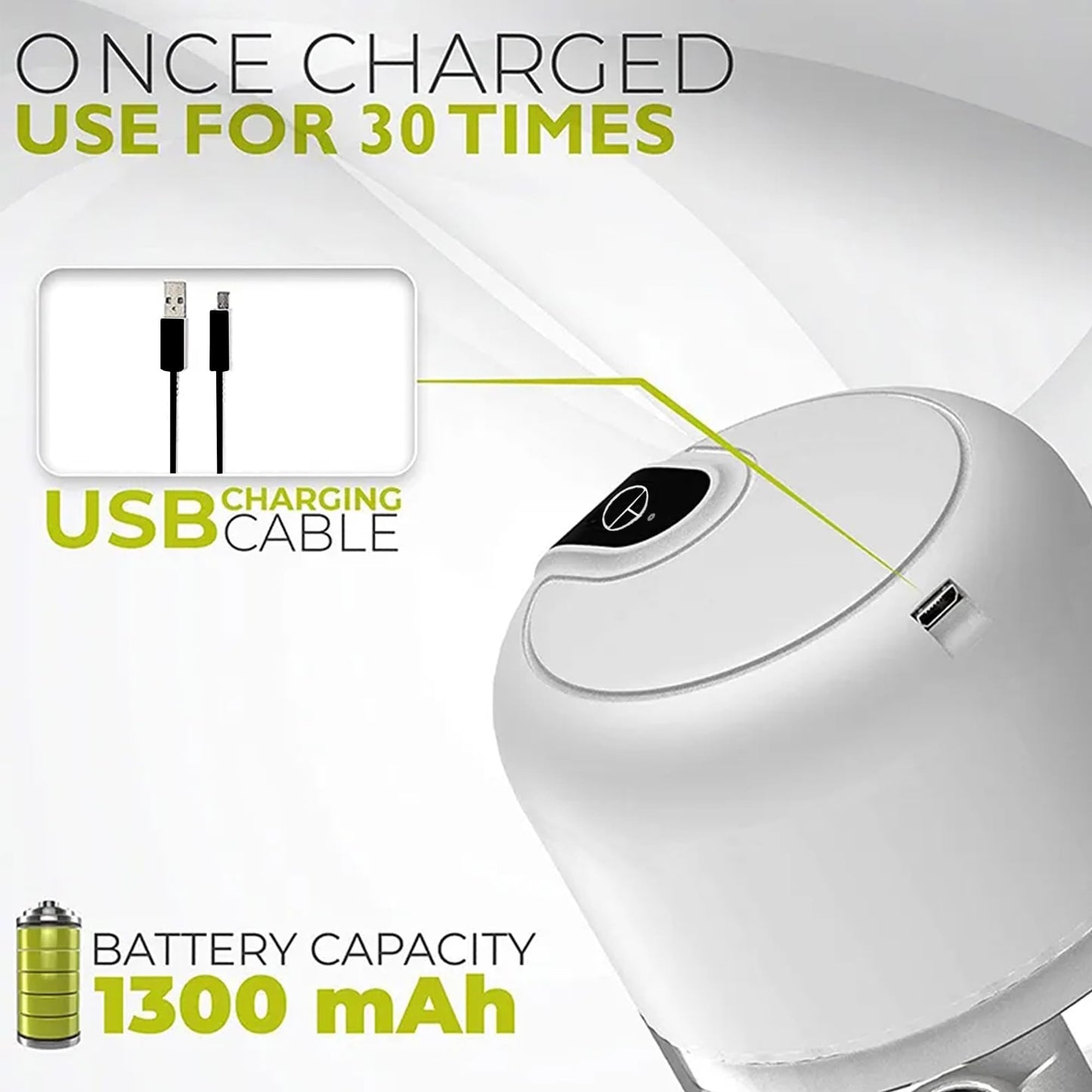 White 3 CUP Electric mini garlic crusher, USB rechargeable portable electric food crusher, wireless small kitchen processor for crushing garlic, ginger, chili, minced meat, onions, etc.(350+250+100ml)