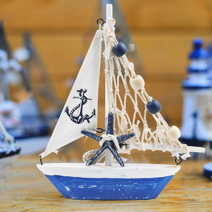 Meching Sailboat 2 Set Sailboat Mini Model Decoration PCS Wooden Sailing Boat Home Decor Nautical Decoration Sailing