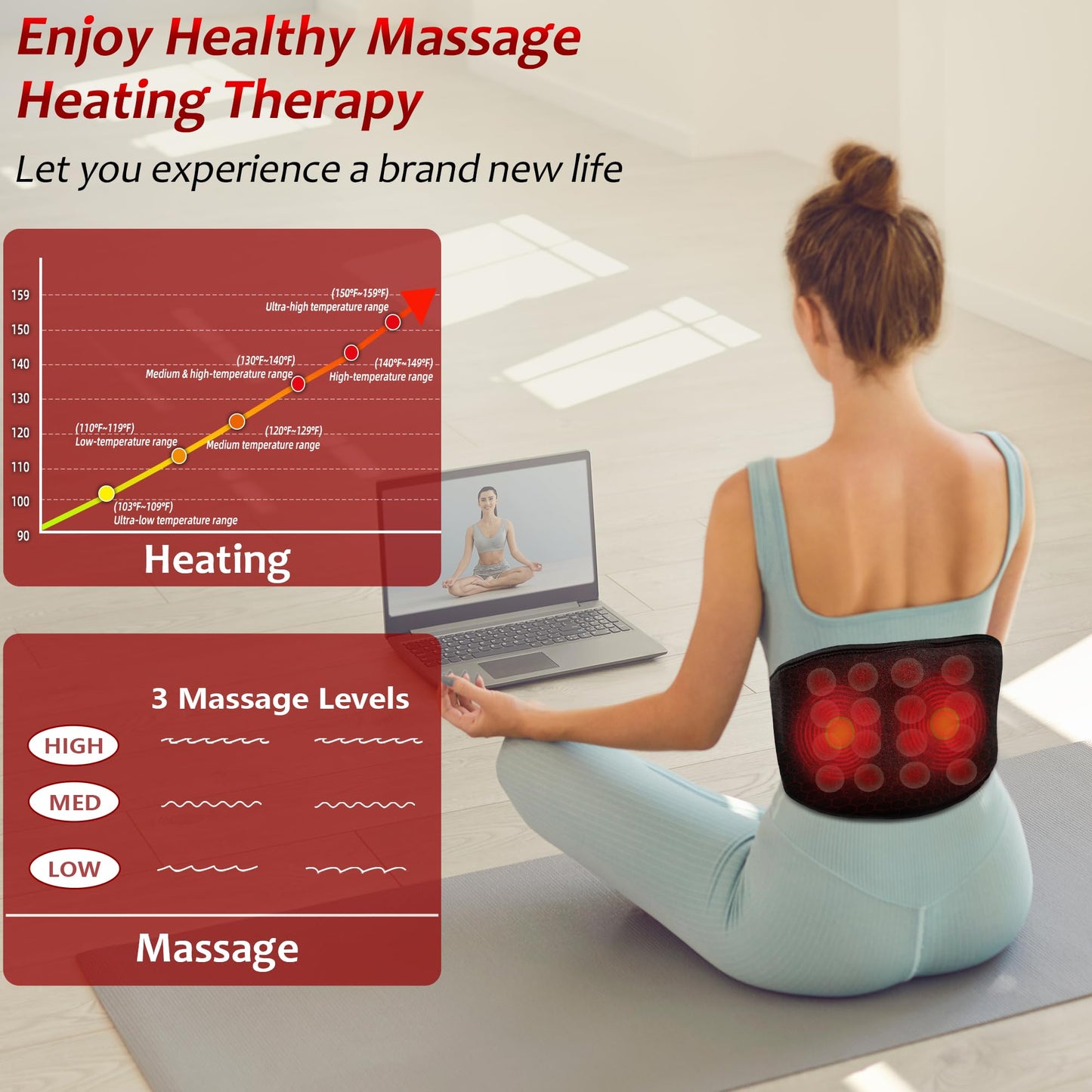 UTK Heating Pad for Back Pain Relief, Far Infrared Heating Pads with 20 Natural Jade Stones, Heating Fast, Hot Enough, Auto Shut Off, Smart Controller, 55'' Large Size Heat Pad for Back