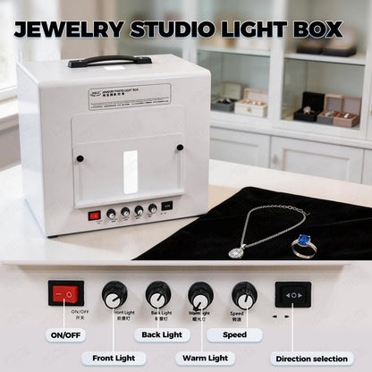 Professional Jewelry Photography Light Box Kit with 360°Dimmable Rotating Turntable, Gold Silver Softbox Photo Studio, Stunning Images, Support Jewelry Hanging or Placing, CRI>92%(Tv30)