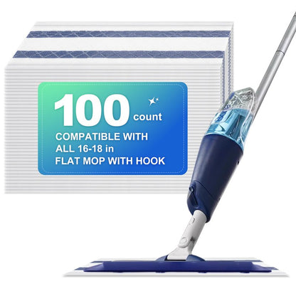 Disposable Mop Replacement Pad, Microfiber Cleaneing Pads for All 16-18'' Hook Loop System Flat Mop, Heavy-Duty Sweeping Cleaner Pads for Multi-Surface Hardwood