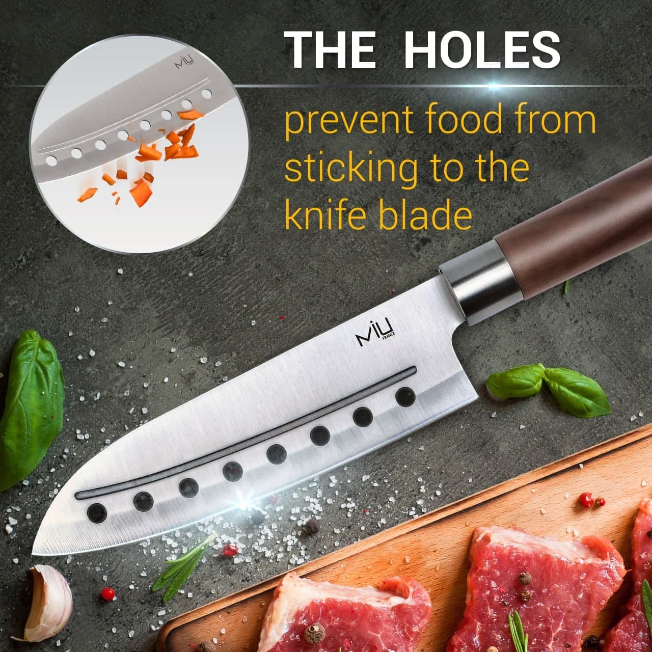 MIU Fish Spatula Steinless Steel 11 inch + Santoku Knife Classic 7 inch