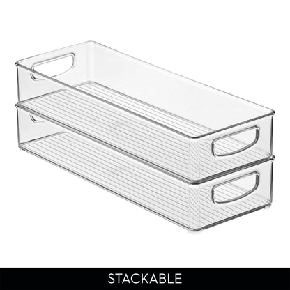 iDesign Slim Extra Long Clear Storage Bin, Narrow Stackable Organizer for Kitchen or Pantry