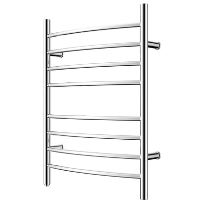 HEATGENE Towel Warmer 8 Bar Plug-in Curved Bath Towel Heater Towel Warmer for Bathroom Plug-in Drying Rack Brushed