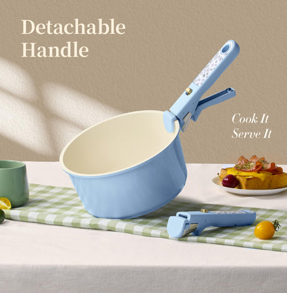 CAROTE 15Pcs Ceramic Cookware Set, Pots and Pans Set Non Stick, Kitchen Cooking Set with Detachable Handle, Non Toxic Induction Cookware, Dishwasher/Oven Safe