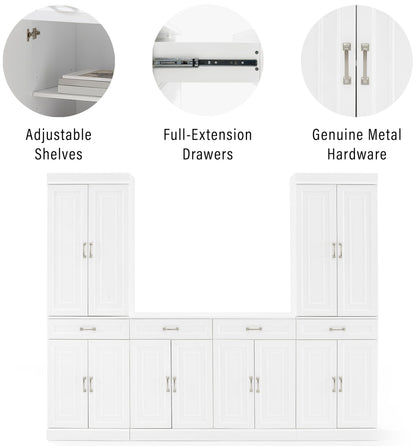 Crosley Furniture Stanton 3-Piece Traditional Sideboard Buffet Cabinet and Kitchen Storage Pantry Set, White