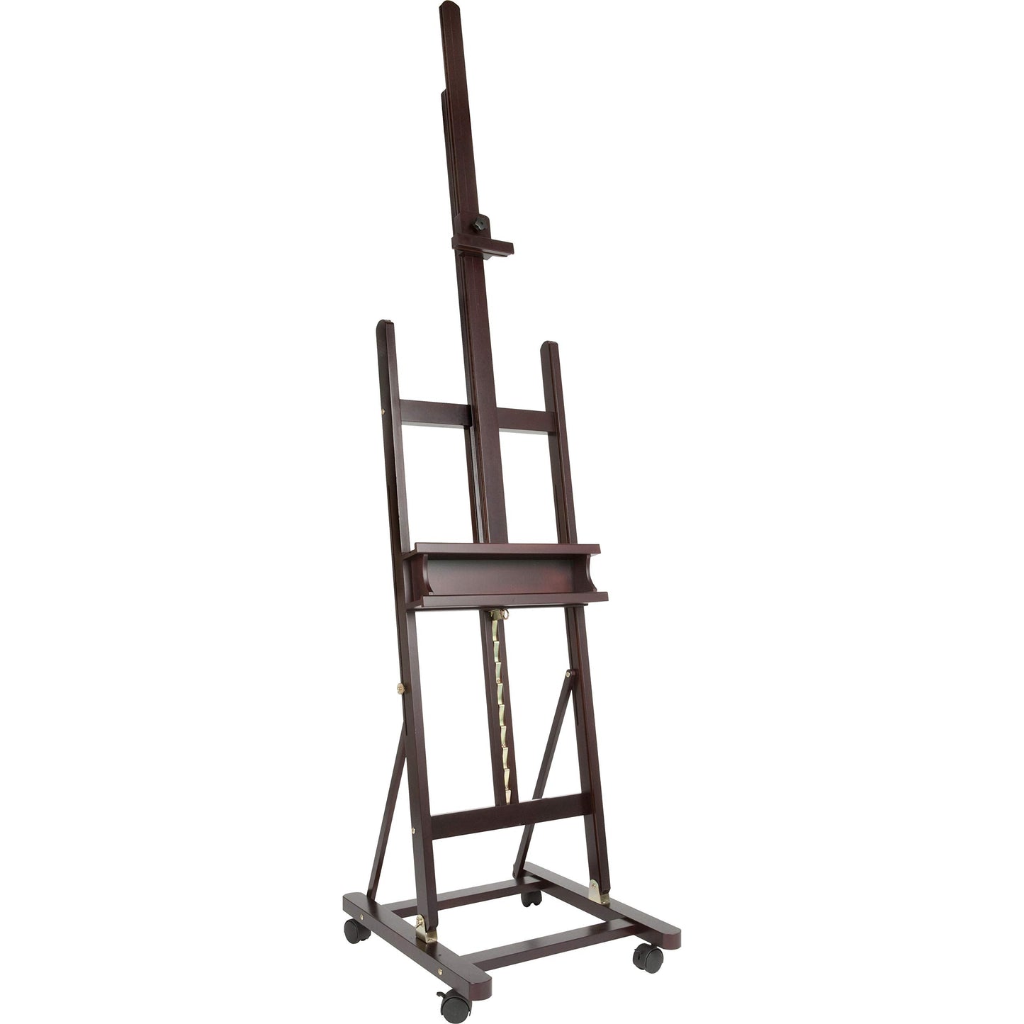 SoHo Urban Artist Wooden Easel - H-Frame Studio Easel for Tabletop Easels for Painting & Drawing Desk, Supports Canvases Up to 71", Mahogany Finish, Adjustable with Locking Casters