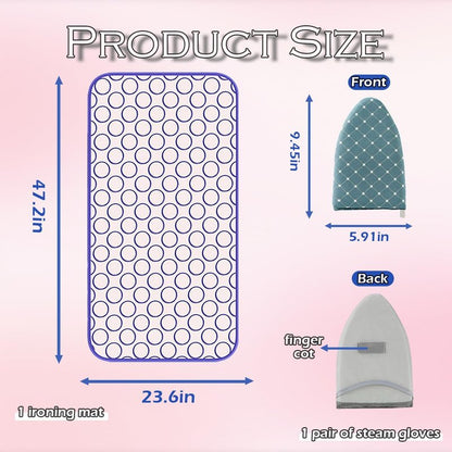 Portable Ironing Blanket Thick Ironing Mat Anti Slip for Table Top Foldable Over The Door Ironing Board Ideal for Home, Travel mall Spaces（Large 47.2"×23.6"）