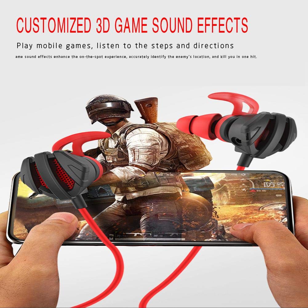 Eachbid Gaming Wired Earphone 3.5mm in-Ear Headphones with Dual Mic Gaming Headset for PS4 PUBG 3D Earbuds for Tablets Notebook Computer Black