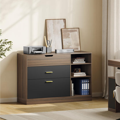 ModernMate Office File Cabinet w/ 2 Drawers, 47.2" Flip - Top Lateral Filing Cabinets w/Adjustable Shelf, Letter/Legal / A4 Hanging File Drawer for Home Office Storage Organizer