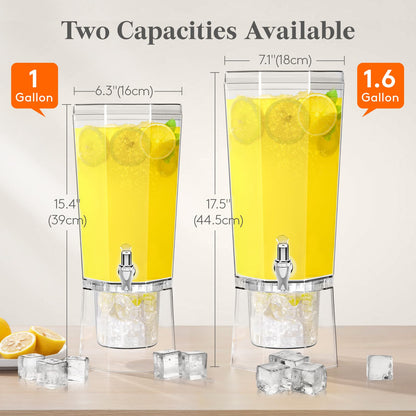 Lifewit 1 Gallon Drink Dispenser for Parties 2 Pcs, 4L Plastic Beverage Container with Stand for Juice/Tea/Soda & Lemonade, Clear Water Pitcher with Spigot for Mimosa Bar Hosting 39 x 16 cm/15x6"